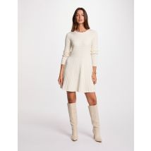 Robe tricot courte patineuse ivoire femme