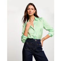 Chemise manches longues rayée vert femme