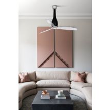 FARO Ventilatore da soffitto per interno 13-176 m² motore DC 6 velocita funzione inversa con telecomando Nero opaco-Trasparente Acciaio e policarbonato FARO-32003