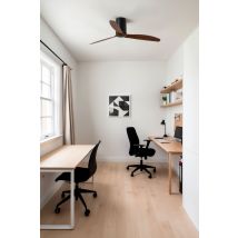 FARO Ventilatore da soffitto nero opaco-marrone in acciaio con pale effetto legno motore DC 6 velocita telecomando funzione inversa per ambienti 13-176 m² MINI TUBE FARO-32042