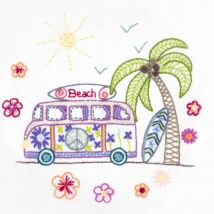 Stick-Kit für Anfänger: weißer Stoff 21x21 cm, inkl. Garne und Anleitung - Un chat dans l'aiguille - MT Stofferie