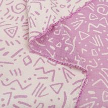 Bio-Doppelgaze Stoff Lilas Geometrisch 148cm - Walkie Talkie - Walkie Talkie - MT Stofferie