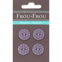 Vier-Knopf-Set mit lila Punkten und rosa Punkten, 18 mm - Frou Frou - MT Stofferie