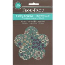 Bügelflicken in Blumenform mit blumigem blauem Druck - Frou Frou - MT Stofferie