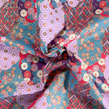 Japanischer Stoff 110 cm lila Blumen & Geometrie - NAKA - Naka - MT Stofferie