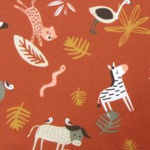 Baumwolle terracotta Tiere der Savanne - DOMOTEX - MT Stofferie