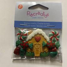 Beutel mit Knöpfen in fantasievollem Chalet-Weihnachtsmotiv - Récréatys - MT Stofferie