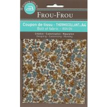 Applikation mit Blumenmuster im A4-Format in Braun und Blau - Frou Frou - MT Stofferie