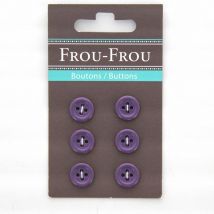 6-Knopf-Set, einfarbig, 12 mm, Pflaume - Frou Frou - MT Stofferie
