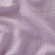 Doppelte Gaze Punkte Gold/Violett - DOMOTEX - MT Stofferie