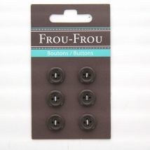 6-Knopf-Set, einfarbig, 12 mm, dunkelbraun - Frou Frou - MT Stofferie