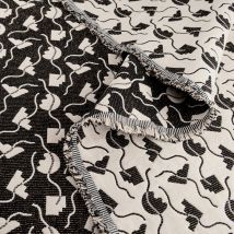 Jacquard Memphis Full moon Schwarz, Ecru Lurex - Walkie Talkie - Walkie Talkie - MT Stofferie