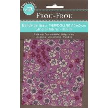 Stoffstreifen 10 x 40 cm mit floralem Muster in Rosa zum Aufbügeln - Frou Frou - MT Stofferie