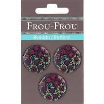 3er Set Knöpfe  Gänseblümchen violett weinrot - Frou Frou - MT Stofferie