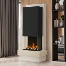 muenkel design Milano [moderner Design Elektrokamin Opti-myst]: Jura (Schiefer beige) - Haube schwarz-grau