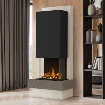 muenkel design Milano [moderner Design Elektrokamin Opti-myst]: Galaxy (Schiefer dunkelgrau) - Haube schwarz-grau - Mit Heizung