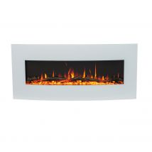 Noble Flame DETROIT 900 weiß mit Glasständer [gewölbter Elektro Standkamin]