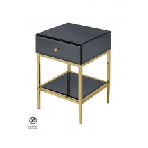 Stiletto Black Glass and Brass Side Table