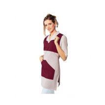 Tablier Médicale Poncho V Bordeaux Rayé Bordeaux - MyLookPro