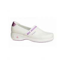 Escarpin professionnel SRC en cuir blanc et parme Lisbeth