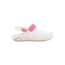 Sabot professionnel en cuir blanc et rose Oxypas Dany - MyLookPro