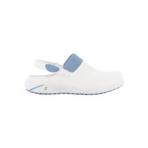 Sabot professionnel en cuir blanc et bleu Oxypas Dany - MyLookPro