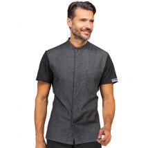 Veste Médicale En Jean Noir Stretch Homme Leon
