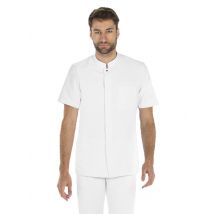 Veste blanche pharmacien en microfibre pour homme col mao - MyLookPro