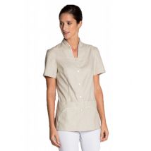 Blouse esthéticienne manches courtes femme beige - MyLookPro