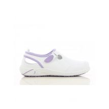Sabot médical en cuir Lina Oxypas blanc et parme - MyLookPro
