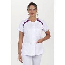 Blouse médicale femme manches courtes ranglan couture lilas - MyLookPro
