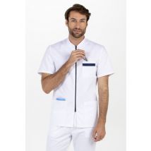 Blouse médicale homme zippée contrastée bleue manches courtes - MyLookPro