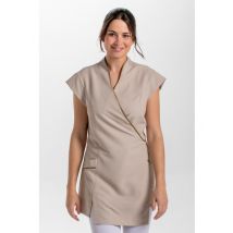 Tunique kimono spa beige avec bordure dorée - MyLookPro