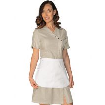 Blouse femme Monastir beige avec tablier 60% Coton 40% Lin - MyLookPro