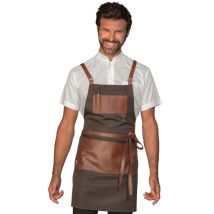 Tablier court Bristol Marron avec Eco-cuir marron 100% Polyester - MyLookPro