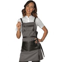 Tablier court Bristol Gris avec simili cuir Noir 100 % Polyester