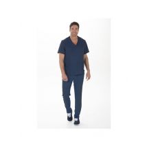 Blouse médicale pour homme élastique bleu marine 92% Polyester 8% élasthanne