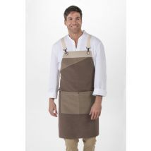 Tablier homme à bavette toile marron tricolore 55% Polyester 45% Coton
