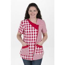 Blouse d'enseignante à manches courtes carré rouge 60% Coton 40% Polyester - MyLookPro