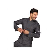 Veste de chef unisexe à manches longues Belfast jeans noire 100% Coton - MyLookPro