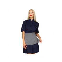Robe de travail femme à manches courtes Venezia + Tablier Gris/bleu 65% Polyester 35% Coton - MyLookPro