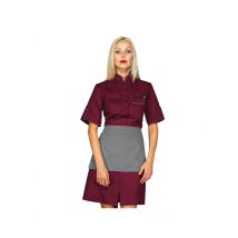 Robe de travail femme à manches courtes Venezia + Tablier Bordeaux/gris 65% Polyester 35% Coton