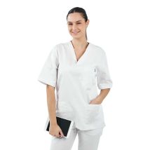 Tunique blanche unisexe col V Buenos Aires - MyLookPro
