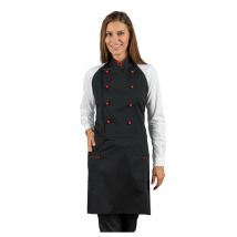 Tablier de cuisine unisexe noir et rouge Isacco