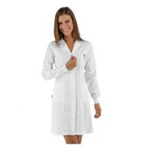 Blouse médicale femme blanc à poignets tricots forme slim Isacco