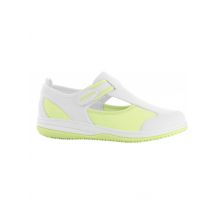 Chaussure médicale Candy blanche et vert SRC antistatique en lycra Oxypas