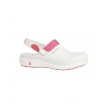 Sabot professionnel en cuir blanc et rose Doria Oxypas - MyLookPro