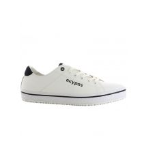 Baskets en cuir blanche et bleu Paola pour Femme