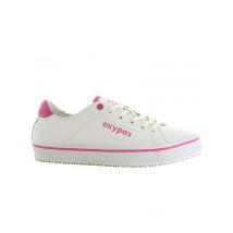 Baskets en cuir blanche et rose Paola pour Femme - MyLookPro