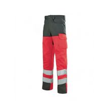 Pantalon de travail Haute visibilité rouge fluo et gris A.Lafont